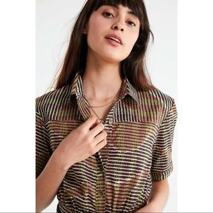 UO Lafayette Button-Down Crop Top